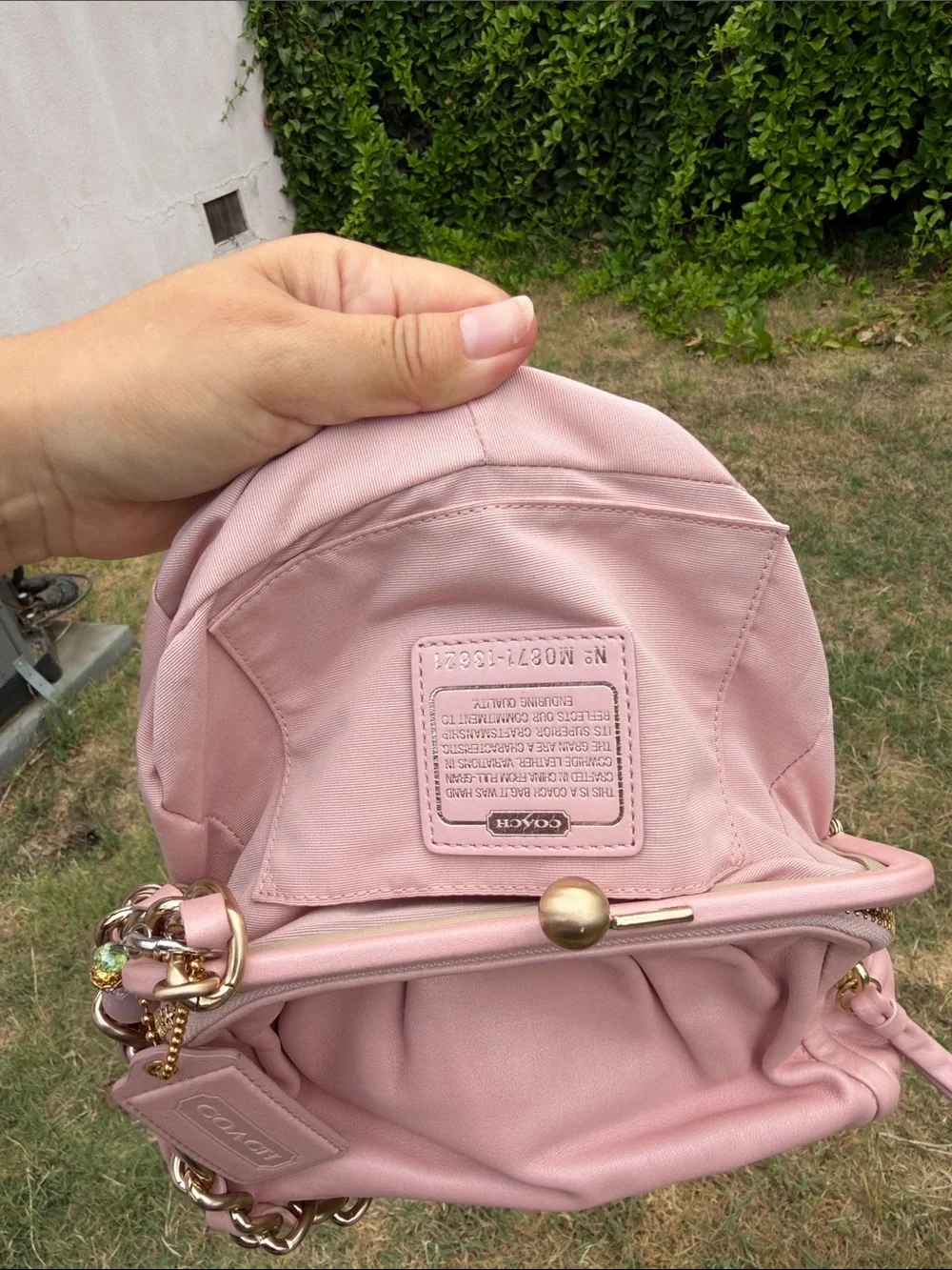 Coach Parker 13621 Pink Pearl Leather Kisslock Shoulder Bag Chain NWT Rare